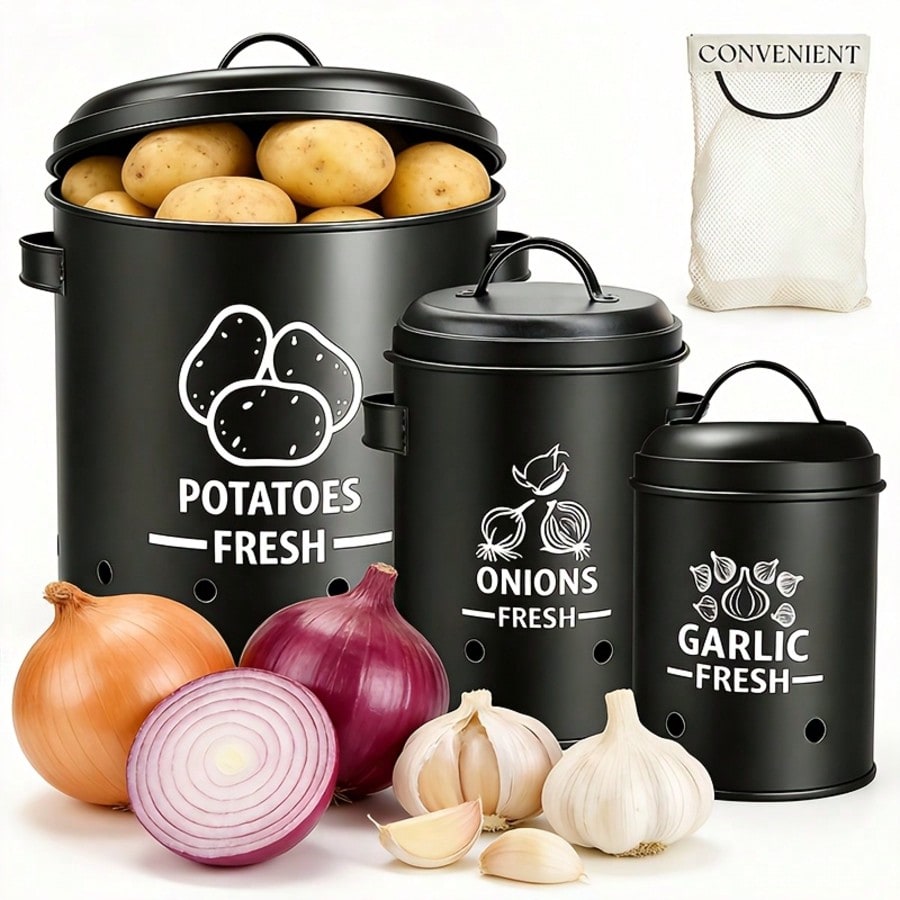 Kitchen Gadgets Organizer - Juego de recipientes para almacenar patatas,
