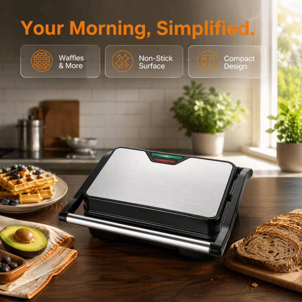 Breakfast Sandwich Maker - Tostadora de sándwiches antiadherente multifuncional, práctica