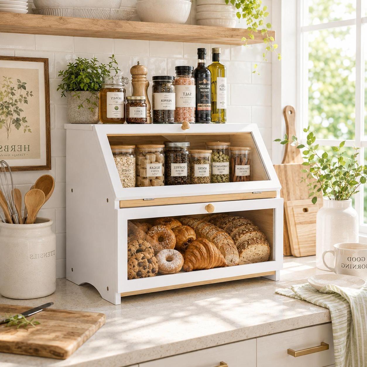 HOMEKOKO Caja de Pan de Doble  - Kitchen Gadgets Organizer reseña y precio