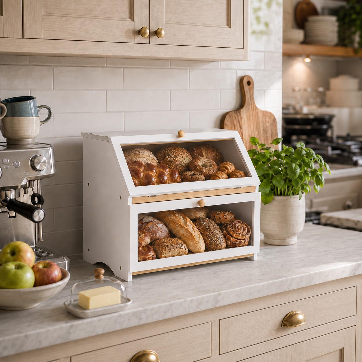 HOMEKOKO Caja de Pan de Doble  - Kitchen Gadgets Organizer reseña y precio
