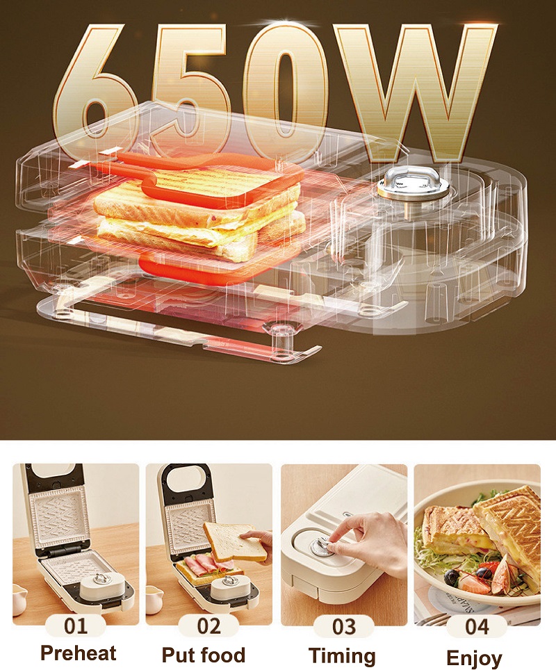 Máquina de sándwiches eléctric - Breakfast Sandwich Maker reseña y precio