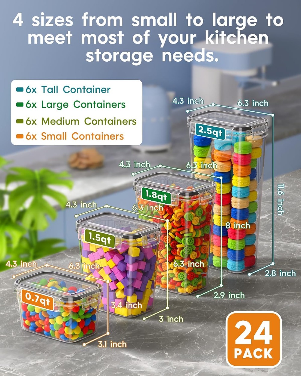 24 Recipientes Herméticos para - Food Storage Containers reseña y precio